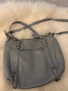 Coach Pebbled Leather Shoulder Bag in Light Gray-Blue